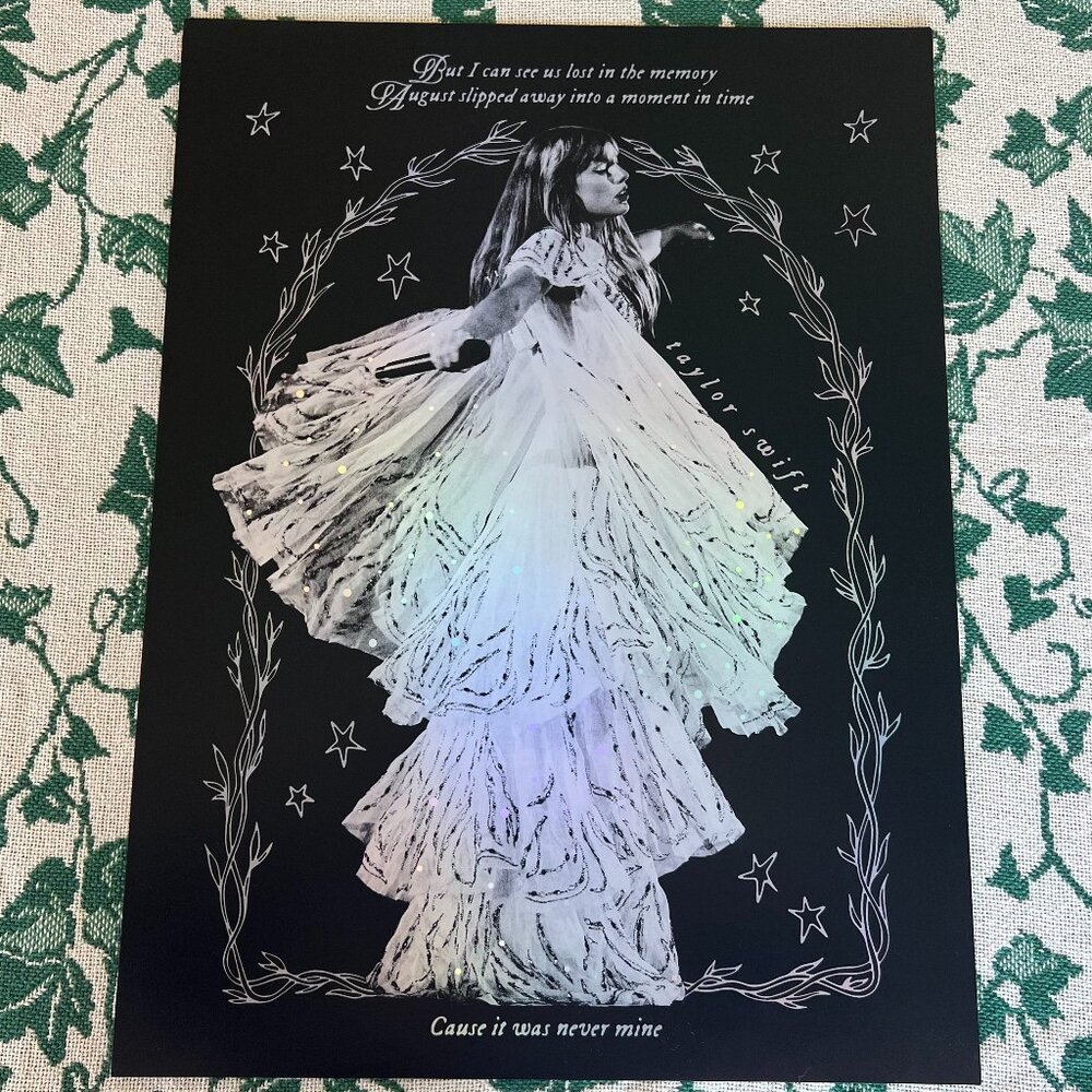 New Taylor Swift Lithograph Folklore Album Twirling Foil Rainbow August Litho